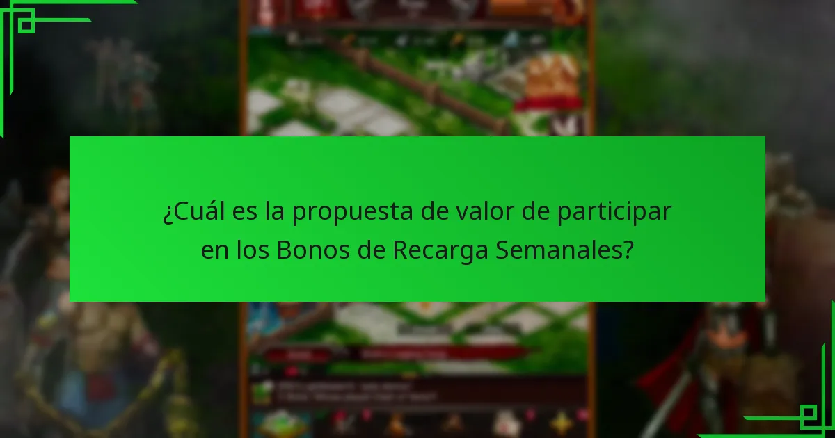 ¿Cuál es la propuesta de valor de participar en los Bonos de Recarga Semanales?