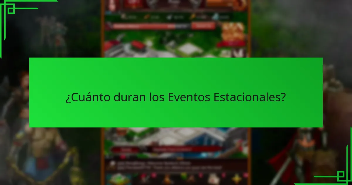 ¿Cuánto duran los Eventos Estacionales?